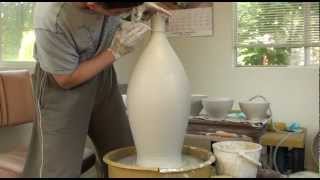 106 Throwing a Large amp Tall Porcelain Vase  Bottle with HsinChuen Lin [upl. by Eineg140]