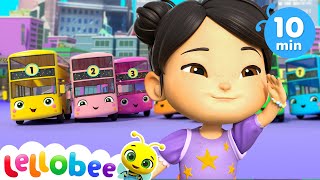 Ten Little Buses Count with Ella 🌻Lellobee City Farm Nursery Rhymes for kids [upl. by Archambault591]