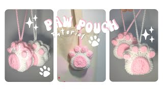 Crochet cute paw pouch  tutorial  written pattern [upl. by Lenhard]