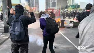 Australian Police Throw Grenade at Protesters [upl. by Ellenhoj]