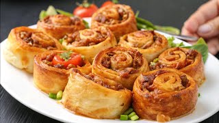 Incredible Minced Meat Rolls in Puff Pastry Easy Delicious and Perfect for Any Occasion [upl. by Sprung]