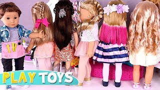 AG Dolls Hairstyling in the Beauty Salon Play Toys DIY ideas [upl. by Harleigh265]