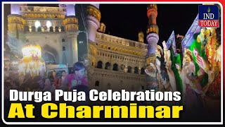 Durga Puja Celebration At Charminar  IND Today [upl. by Jessamyn]