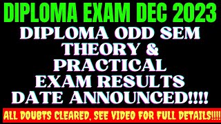 DIPLOMA EXAM DEC 2023 RESULTS Date Announced Diploma ODD Sem Exam Results Announced ND Academy [upl. by Cappello]