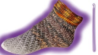 WirbelSocken ohne Ferse häkeln lernen für Linkshänder [upl. by Sadirah]