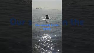 At Larnaca Seashore our second time beach swimtime iloveswimming family [upl. by Wolsky]