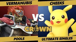 Crown 2019 SSBU  Vermanubis Ganondorf Vs Cheeks Pikachu Smash Ultimate Tournament Pools [upl. by Whipple]