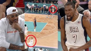 Carmelo calls out play courtside before Kevin Durant hits dagger vs Serbia 😱 [upl. by Adanar283]