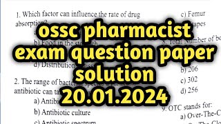 ossc pharmacist exam question paper 202420012024 [upl. by Attenauq922]