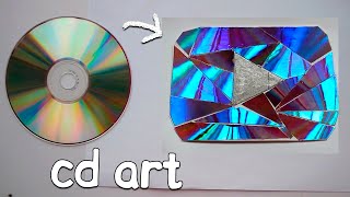 Cd art  Youtube Button  Diy Dvd disc craft ideas [upl. by Melamed]