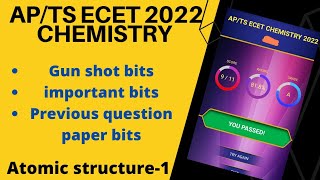 AP ECET 2022 CHEMISTRY GUNSHOT BITS AP ECET CHEMISTRY PREVIOUS YEAR BITS TS ECET 2022 CHEMISTRY [upl. by Adnov]