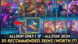 30 RECOMMENDED SKINS TO BUY 1 DIAMOND IN ALLSTAR PROMO DIAMONDS 2024  MLBB [upl. by Tletski747]