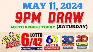 Lotto Result Today 9pm draw May 11 2024 655 642 6D Swertres Ez2 PCSOlotto [upl. by Wedurn]