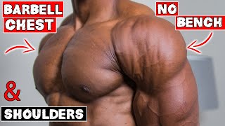 BARBELL CHEST AND SHOULDER WORKOUT AT HOME  NO BENCH OR RACK NEEDED [upl. by Troth]