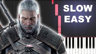 Toss a Coin to Your Witcher  Jaskier Song SLOW EASY PIANO TUTORIAL [upl. by Gustie]