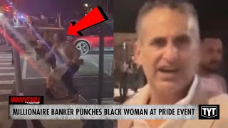 WATCH Millionaire Banker Clobbers Black Woman In Face At Pride Event [upl. by Gennie]