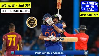 India Vs West Indies 2nd Odi Full Match Highlights 2022  Ind vs Wi 2nd Odi Highlights 2022 [upl. by Ninette]