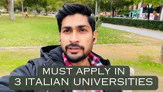 Must Apply in 3 Italian Universities Right Now  Study in Italy on Scholarship [upl. by Candi]