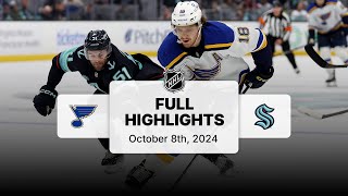 Blues at Kraken  October 8 2024  NHL Full Game Highlights [upl. by Faso]