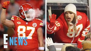 Taylor Swift Tackles the Cold During Travis Kelces AFC Wild Card Game  E News [upl. by Devonne67]