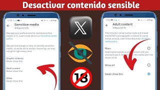 Cómo desactivar la configuración de contenido sensible de X Twitter  Ocultar contenido sensible X [upl. by Isadore]