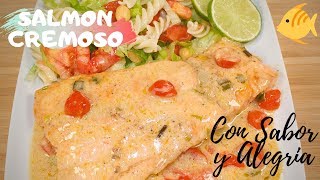 SALMON CREMOSO  COMO HACER SALMON EN SALSA CREMOSA  SALMON TUSCANO 😍😉 [upl. by Nemajneb]