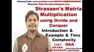 Strassens Matrix Multiplication  Divide and Conquer  Time Complexity of Matrix Multiplication [upl. by Stent]