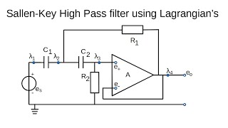 SallenKey High Pass Filter using Lagrangians [upl. by Smitt]