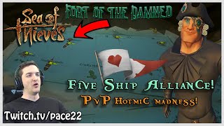 Pace and Crew vs 5 Ship Alliance quotYoull be banned soonquot HOTMICS  Sea of Thieves [upl. by Atikcir]