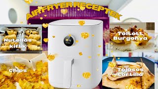 Air fryer receptek5részChipsTöltött krumpliNutellás kifliTojásos tortilla [upl. by Noscire877]