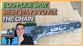 EGO Pole Saw  How To Replace The Bar and Chain and Adjust Chain Tension [upl. by Atinram104]