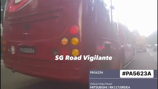 28mar2024 PIE PA5623A private bus changing lane without due care amp cutting off cambike [upl. by Aiciram]