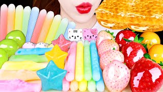 ASMR STAR JEWELRY CANDY JELLY FRUIT TANGHULU WAX BOTTLE STICK CANDY RAINBOW EATING SOUNDS MUKBANG [upl. by Yeslek919]