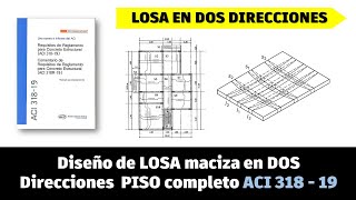 Diseño de LOSA maciza en DOS Direcciones PISO completo ACI 318  19 [upl. by Pahl]