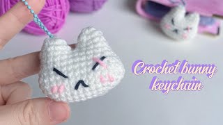 Crochet scarfaced bunny keychain pattern  cute buny keychain crochetanywhere [upl. by Aisa]