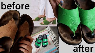 DIY Dyeing leather sandals at home  Dye your shoes to any color  Thrift flip [upl. by O'Kelly]