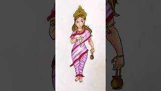 Navratri Day 2 Maa Brahmacharini😍🙏 youtubeshorts navratri art [upl. by Hgieloj]