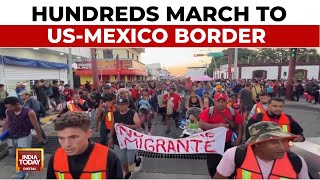 Mexico Migration Caravan Hundreds Of Migrants Start Long Walk To Mexicos Border With US [upl. by Labina]