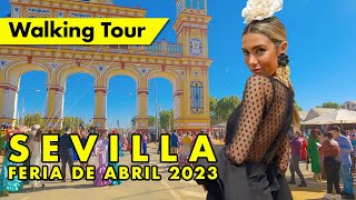 Feria de Sevilla 2023  Seville Fair Spain 4K immersive virtual walking tour [upl. by Wallis]