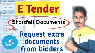 E Tender Shortfall Documents Ka Use Kaise Kare  Etender Process [upl. by Liana]