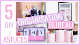 5 DIY amp ASTUCES FACILES  BUREAU  Rangement amp Organisation [upl. by Derf]