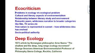 Ecocriticism  Deep Ecology  Oikopoetics  Biocentric Equality  Hindi Explanation [upl. by Hintze945]