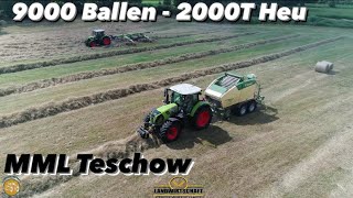 Ernteeinsatz 9000 Ballen Pressen 2000T Heu amp Heulage MML Teschow bei der Heu Ernte Landwirtschaft [upl. by Noiztneb]