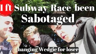 1ft Subway race Sabotage Hanging Wedgie forfeit [upl. by Kavanaugh]