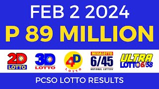 Lotto Result February 2 2024 9pm PCSO [upl. by Sucirdor358]