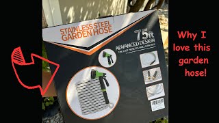 My review of Garden Hose 75ft Stainless Steel Heavy Duty lightweight Hose with 10 Function Nozzle [upl. by Liagibba]