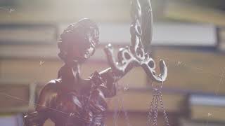 The Statue of Justice in Courtroom or Office on books background in lights [upl. by Chuu558]