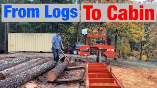 Milling Lumber for Off Grid Cabin on Woodmizer LT15 Sawmill [upl. by Ayota]