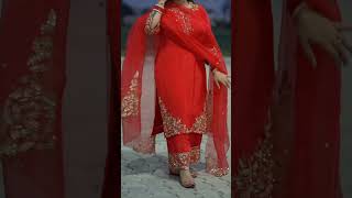 Trending red panjabi suit with golden work shortsvideo [upl. by Thom]