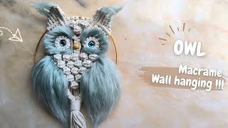 Diy Macrame owl with Felting wool  Macrame wall hanging  Macrame tutorial [upl. by Sherrard]